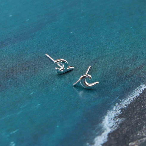Bohemia Tiny Wave Earrings Silver Ocean Wave Studs Earrings Summer Beach Sea Earrings Minimalist Earrings Jewelry for Women and Girls Surfer Lover...