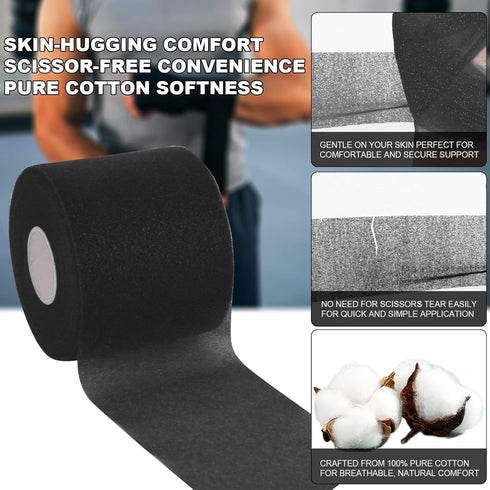 NAICHA 2 Rolls Athletic Tape 65.6 ft Per Roll Athletic Sports Foam Tape White Pre Wrap Tape for Strains and Sprains No Sticky Residue for Tennis, ...