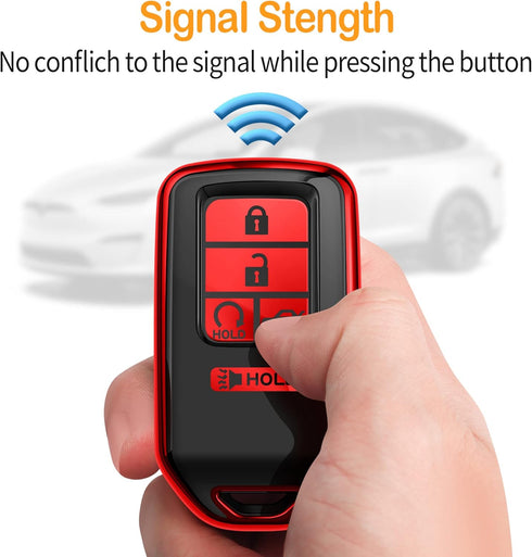 Sindeda for Honda Key fob Cover with Leather Keychain,Soft TPU Full Cover Protection,Key fob case Compatible Honda Accord Civic CRV Pilot Odyssey ...