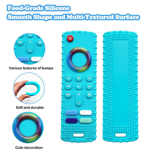 Baby Teething Toys, Food Grade Silicone Teether for Babies 3 6 12 18 Months, Fire Stick TV Remote Shape Toddlers Chew Toys, Freezer BPA Free (FTV ...