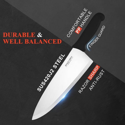 Chef Knife,10 inch High Carbon Stainless Steel Kitchen Knife, Sharp Cutting Knife W/Ergonomic Handle for Household or Business (Black)...