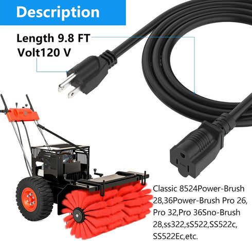 Snowblower Start Cord Replacement Parts 929-0071b Compatible with Ariens and MTD Electric Snow Blower - 9.8ft Starter Power Cord Accessories...