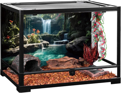 AWERT 48x20 inches Tropical Waterfall Aquarium Background Tropical Plants Fish Tank Background Reptile Habitat Background Natural Terrarium Backgr...