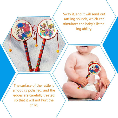 Toddmomy Baby Tots Baby Tots Wood Baby Hand Wooden Monkey Drums Rattle Drum Wooden Baby Musical Toys Rattle Toys Chinese Balancing Toys Infants To...