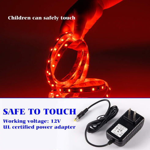 20ft 12V 360 LED Red Strip Light, Flexible Cuttable Non-Waterproof for Indoor Party Decoration, with Power Supply & Dimmer....