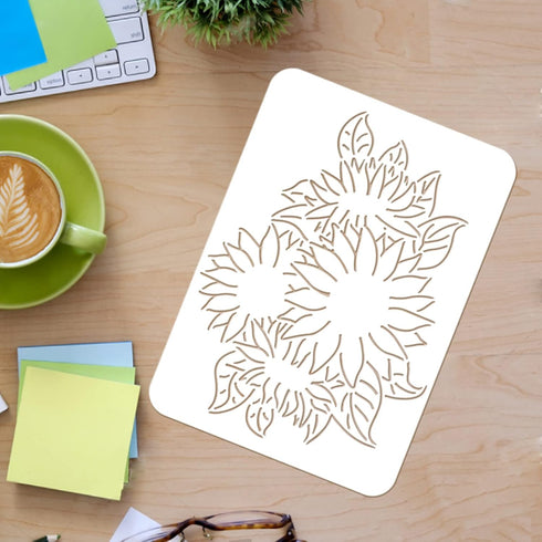 FINGERINSPIRE 6 Pcs Sunflower Stencils Drawing Painting Templates Sets Plastic Layered Sunflower Painting Stencils Sunflower Template Sets for Pai...