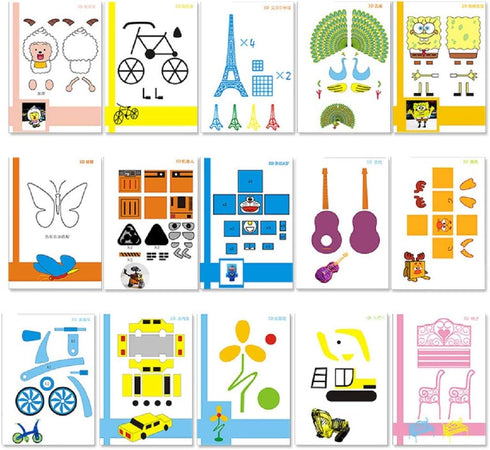 20 Sheets 3D Printer Drawing Molds Paper Stencils for 3D Printing Pen, 40 Patterns and a Clear Plate Set...