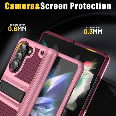 for Samsung Galaxy Z Fold 5 Case, Shockproof 2 in 1 Silicone Rubber with Hard PC Rugged Full Body Protection Phone Cover for Samsung Galaxy Z Fold...