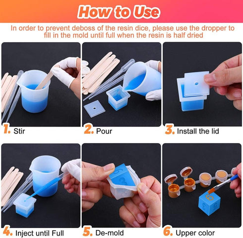 Resin Dice Molds, Shynek 19 Styles Polyhedral Game Dice Molds Set with Silicone Dice Mold, Mixing Sticks, Measuring Cup, Droppers, Acrylic Paints ...
