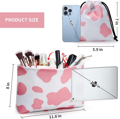 WLLWOO WLLWOO 2pcs Travel Make Up Bags-Cosmetic Bag Nylon Waterproof Large Wide Zipper Coin Purse Travel Toiletry Small Makeup Pouch For Women...