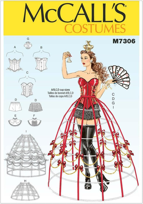 McCall's Patterns M7306 Corsets, Shorts, Collars, Hoop Skirts & Crown, A5 (6-8-10-12-14)...