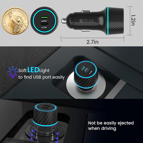 S23 S24 Ultra Charger Type C, SCRUAK 45W PPS Super Fast USB-C Wall/Car Charger for Samsung Galaxy S24 Ultra/S24+/S24/S23 Ultra/S23+/S23/S22/S20/No...