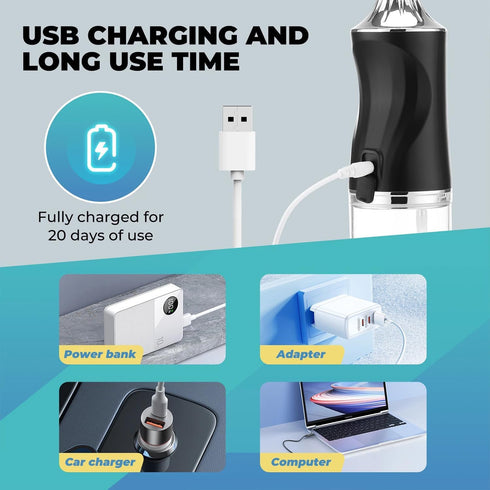 Oral Irrigator Portable Water Flosser Professional Water Dental Flosser Teeth Pick,Gums, Braces Care Irrigator Water Jet for Teeth Braces Care wit...