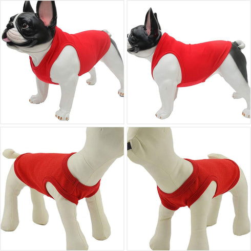 Lovelonglong 2019 Summer Pet Clothing, Dog Clothes Blank T-Shirts Ribbed Tanks Top Thread Vests for Large Medium Small Dogs 100% Cotton Red L-L...