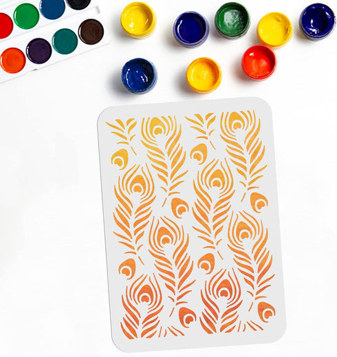 Peacock Feather Stencil Peacock Stencil Template 8.3×11.7 Inch Peafowl Bird Tail Feather Stencils for Painting Template Reusable DIY Art and Craft...