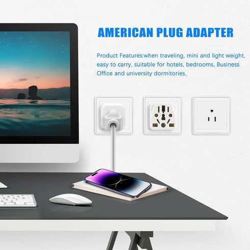 4 Pack UK to US Plug Adapter,Travel Plug Adapter, Type B Universal to American Outlet Plug Adapter,3 Prong to 2 Prong Adapter Australia Europe to ...