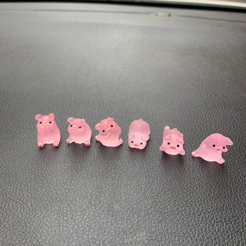 Lucky Piggy Toy Car Ornaments,6pcs Cute Pink Piggy Figures Car Dashboard Decorations Miniature Pig Figurines Landscape DIY Crafts Mini Resin Pig D...
