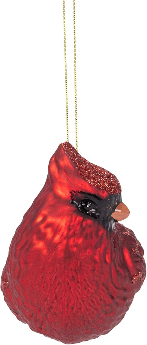 Raz Imports Red Cardinal Bird Glass Christmas Tree Ornament 5.25 Inch...