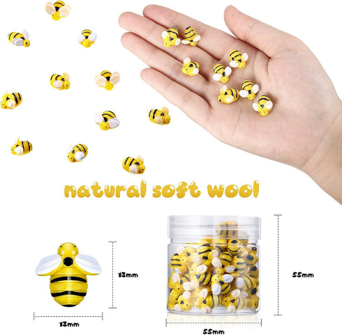 Hicarer 45 Pieces Tiny Bees Craft Decoration Party Decor Flatback Honey Resin Bee Shaped Embellishment with Storage Box for DIY Craft Home(0.51 In...