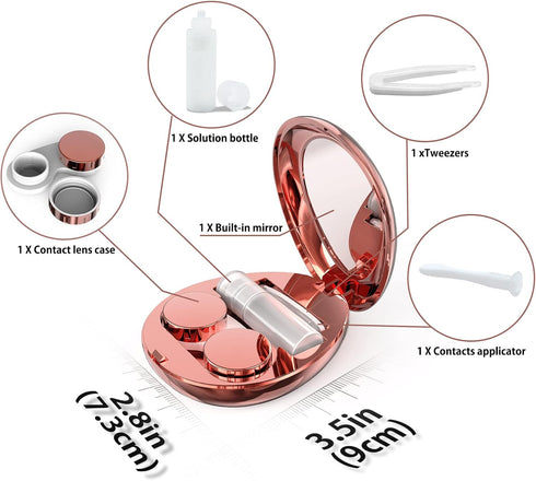 Aukvite Contact Lens Case, Portable Contact Lens Box Kit with Mirror, Travel Contact Len Case Durable Compact Soak Storage Kit with Solution Bottl...