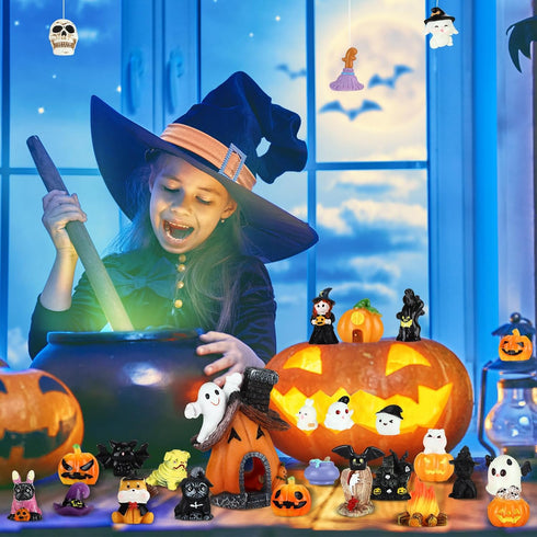 36 Pcs Halloween Miniature Figurines Resin Pumpkin Ghost Halloween Garden Accessories Miniature Halloween Decorations Halloween Miniature Ornament...