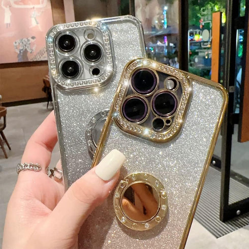 Case for iPhone 12 Case Women Girl with Ring Stand Ring Holder Kickstand, Cute Glitter Sparkle Bling Protective Phone Case Cover (Purple)...