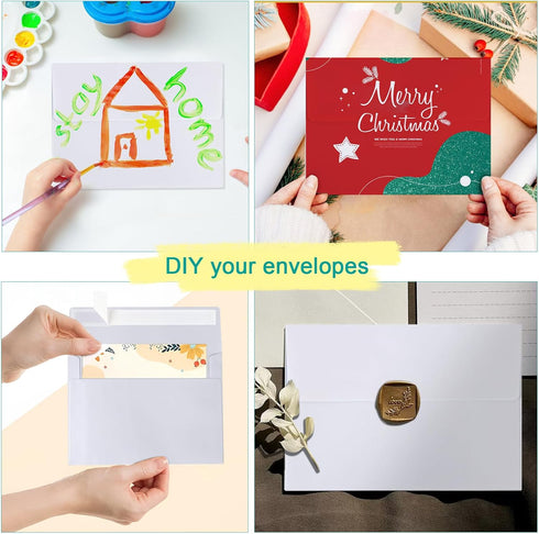 100 Pack 4x6 Envelopes for Invitations, A6 Printable White Envelopes, Envelopes Self Seal for Weddings, Invitations, Photos, Postcards, Greeting C...