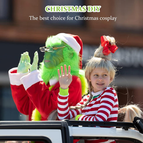 3 Pcs Green Faux Fur Fabric Strips Shaggy Plush Fluffy Boa Precut Fuzzy Craft for DIY Christmas Halloween Gnome Beard Hair Cosplay Dolls Dwarf Cos...