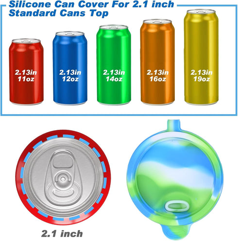 4 Pack Silicone Soda Can Cover Lids,Silicone Canning Lids,Soda Can Lids,Beverage Can Covers Reusable Protector For Soda, Beer, Drink, Juice, Coke,...