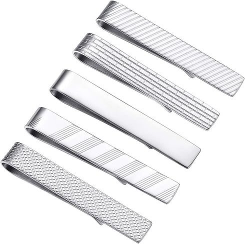 U7 Men Tie Clips for Wedding Anniversary Tie Clip Cufflinks Platinum/Black/Gold/Rose Gold Regular Tie Bar 1-6 Pcs,Customizable...