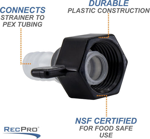 RV Plumbing Fitting 1/2" Swivel to 1/2" Barb | Barb Straight Wingnut Swivel Adapter (2-Pack)...