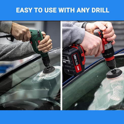 GLASS POLISH DIY 3” Windshield Polishing Kit for Car Glass Restoration, Remove Wiper Blade Damage, Fine Scratches, Haziness, and Water Spots, Rest...