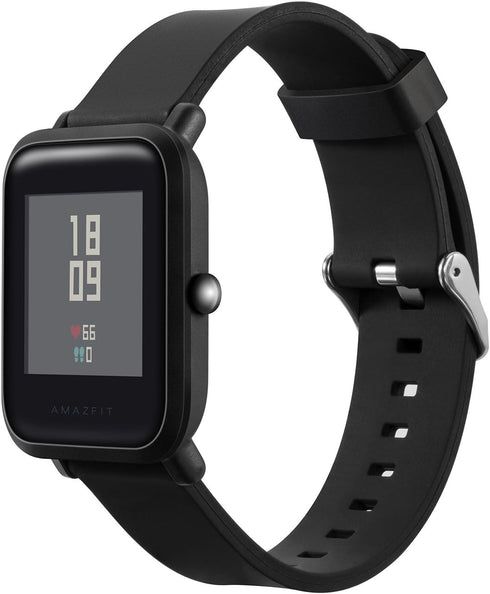 2-Pack Sport Bands Compatible with Amazfit Bip Smartwatch Breathable Replacement Strap, Black + Black-Gray...