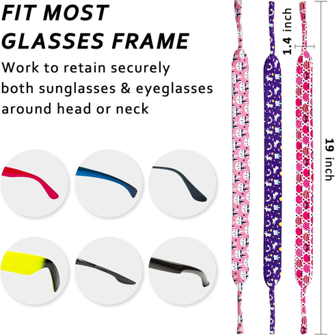 Eyeglass Strap for Kids, No-Tail Adjustable Glass Retainers for Boys & Girls, Floating Sunglass Lanyard for Children...