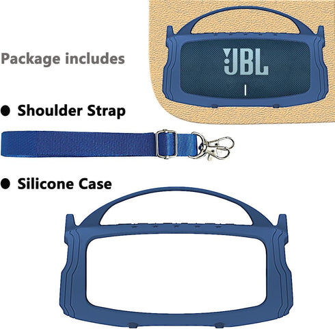 Silicone Cover Case for JBL Charge 5 Portable Bluetooth Speaker, Protective Skin Case for JBL Charge 5 Portable Bluetooth Speaker Accessories(Blue...