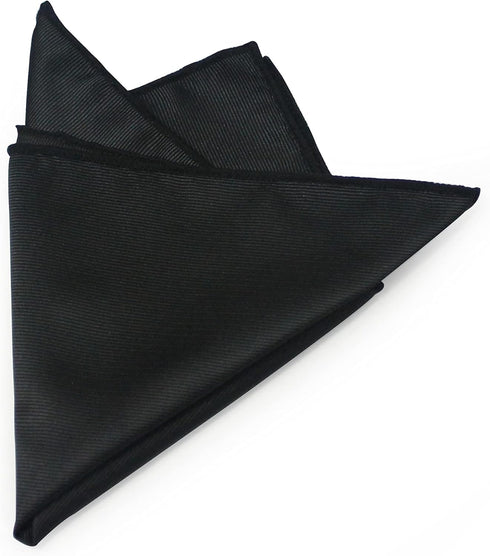 Black Solid Woven Pocket Squares For Men...