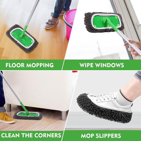 Reusable Wet Pads Refill for Swiffer Sweeper Mop - Dry Sweeping Cloths & Wet Mopping Cloths for Household Cleaning - Washable Microfiber Mop Pads,...