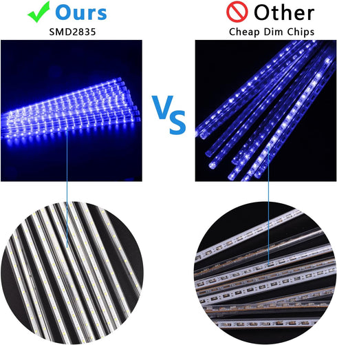 Aluan Christmas Lights Outdoor Meteor Shower Rain Lights, 40cm/16inch 10 Tubes 360 LEDs Waterproof Falling Rain Hanging Lights with UL Plug for Ch...