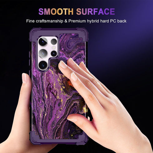 Miqala for Galaxy S23 Ultra Case,Glow in The Dark Three Layer Heavy Duty Shockproof Hard Plastic Bumper +Soft Silicone Protective Case with 2 Came...