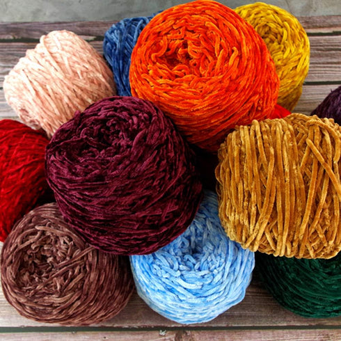 10.58oz 300g Chenille Velvet Yarn Orange Yellow Bulky Vegan Soft Yarn Velvet Knitting Yarn Polyester Blended Chenille Yarn Fuzzy Yarn for Clothing...
