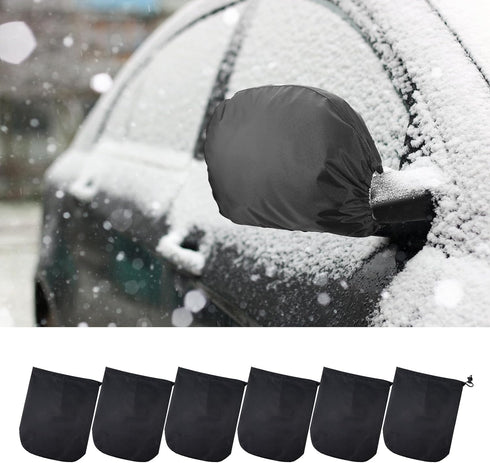 6 PCS Waterproof Side View Mirror Covers, Frost Guard Mirror Cover, Car Mirror Accessories with Drawstrings, Snow Ice Mirror Protective Equipment ...