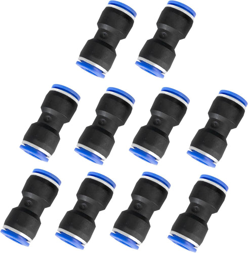 Pneumatic Push to Connect Fitting Straight Union 10mm Tube OD x 10mm Tube OD, Pack of 10...