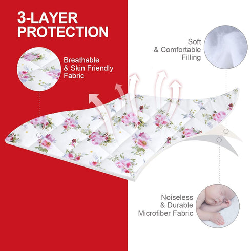Pack and Play Sheets Fitted, Breathable Thick Playard Lovely Print Cover 39"×27"×5" Compatible with Graco Pack n Play, Floral...