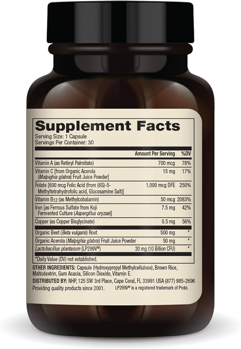 Dr. Mercola Blood Boost with Iron, 30 Servings (30 Capsules), 7.5 mg Iron Per Serving, Dietary Supplement, Supports Energy Production, Non-GMO...