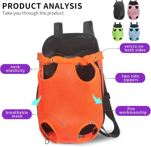 Pet Carrier Backpack Pets Out of Four Legs Shoulder Bag Travel Backpack Biking, Hiking,Out for a Walk Riding a Bike or Electric car/Breathable/Eas...