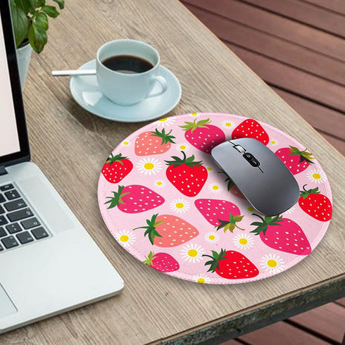 Gctriki Strawberry Mouse Pads for Desk, Cute Small Round Mousepad with Stitched Edge Non-Slip Rubber Base, Comfortable Computer Mouse Pad for Lapt...