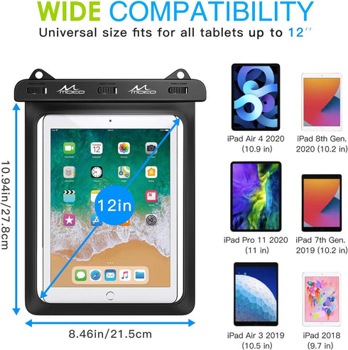 MoKo Waterproof Tablet Case, Tablet Pouch Dry Bag Compatible with iPad 10th, iPad Pro 11 2022, iPad 9/9.7/10.2, iPad Mini 6/5/4/3, iPad Air 5/4, A...