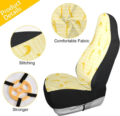 Yellow Solid Banana Car Seat Covers,Universal Auto Front Seats Protector Automotive Vehicle Seat Cover for Most Cars, Van,Trucks, SUV 1 set...