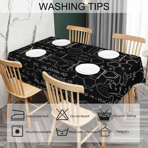 Beabes Tablecloth Chemistry, Chemistry Formulas Laboratory Equipment Rectangular Table Cover Kitchen Table Cloth for Dining Hotel Coffee Parties T...