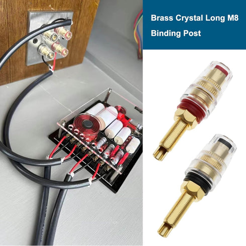 4Pcs Brass Crystal Long M8 Binding Post Heavy Duty Gold Plated Banana Jacks Insulated Binding Post for Speaker Amplifier Terminal Connector...